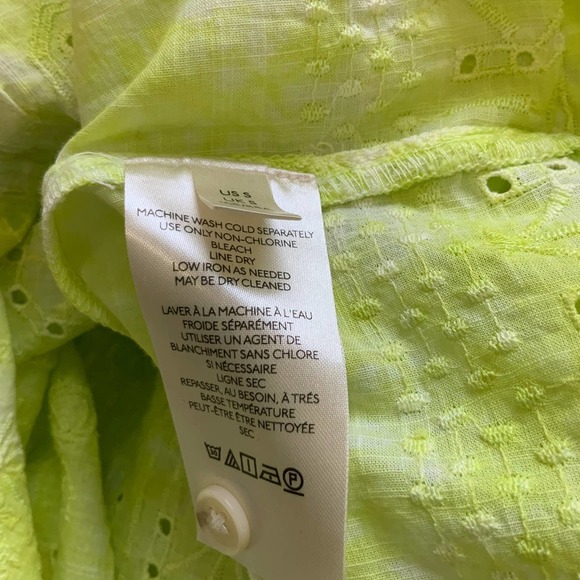 Pilcro Lime Yellow Cotton Button Down Shirt Tunic sz S - Picture 8 of 9